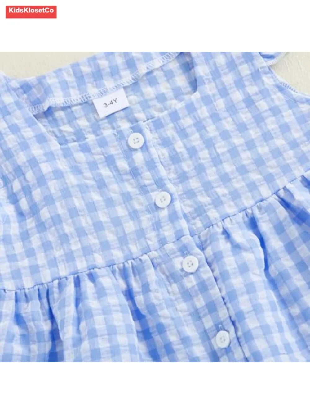 Girls Summer Outfit Set Ruffle Sleeve Button Up Top Plaid Pants Toddler Clothes